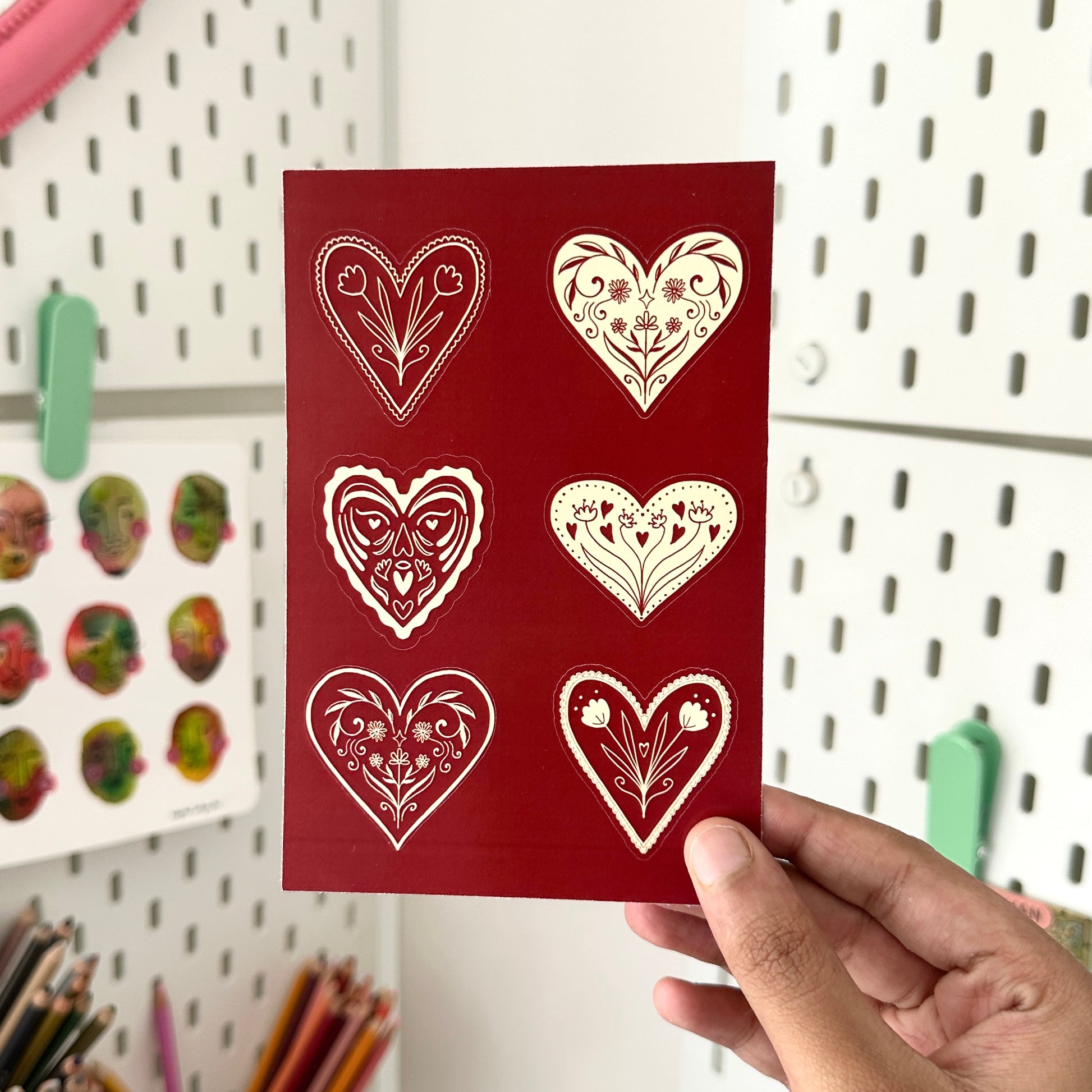Hearts sticker sheet