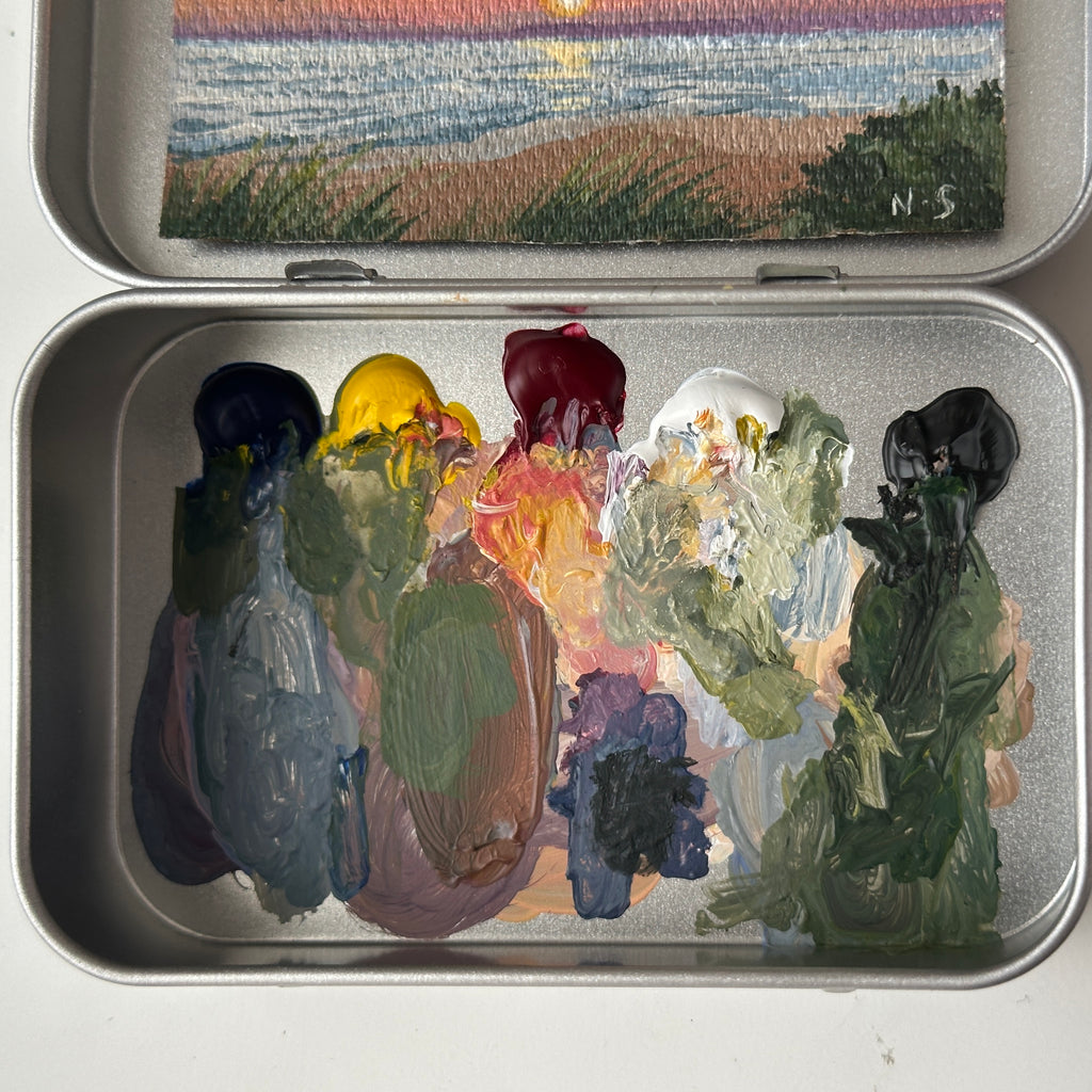 Original tin painting - Beach Sunset