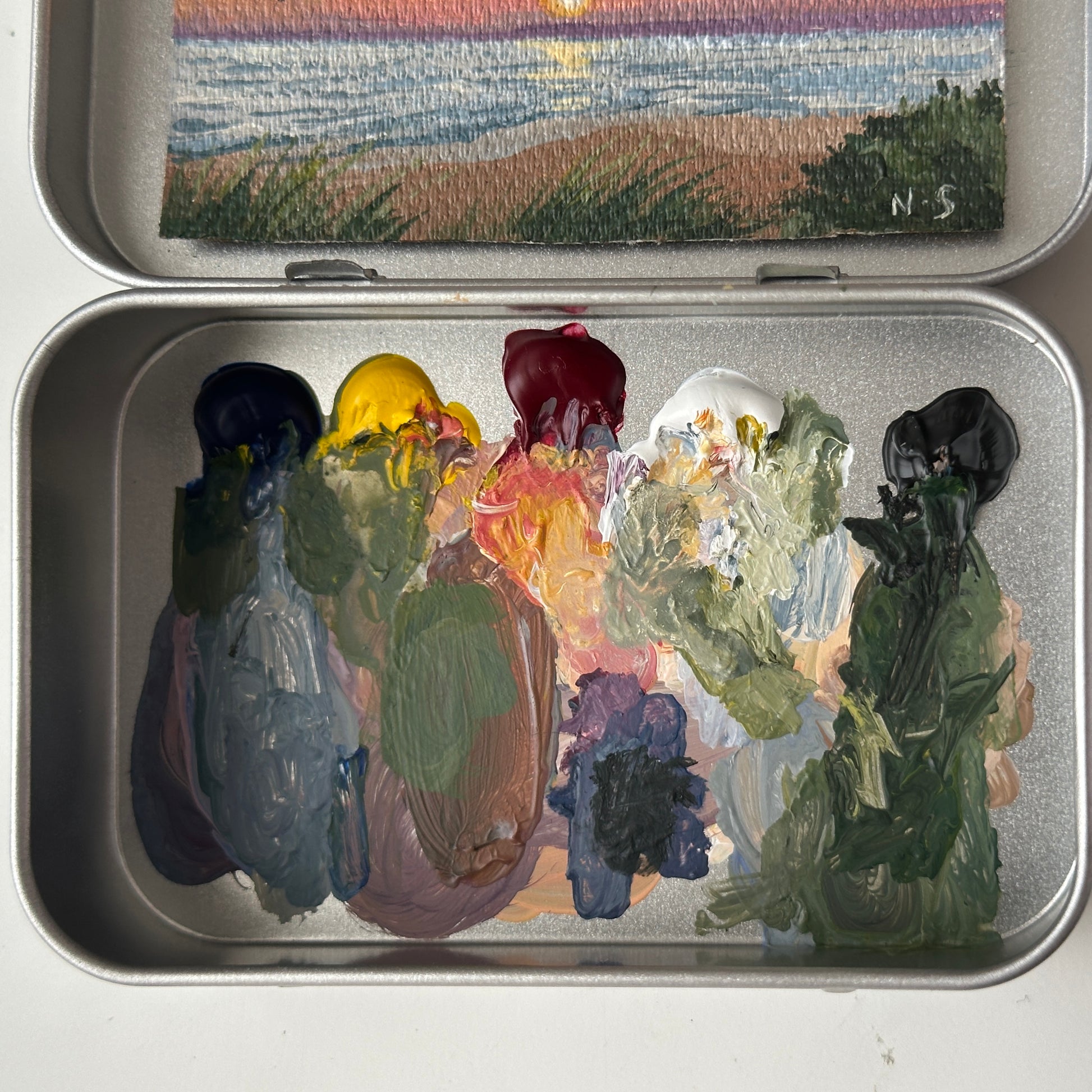 Original tin painting - Beach Sunset