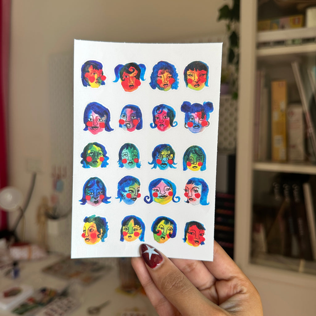 Tiny Faces sticker sheet
