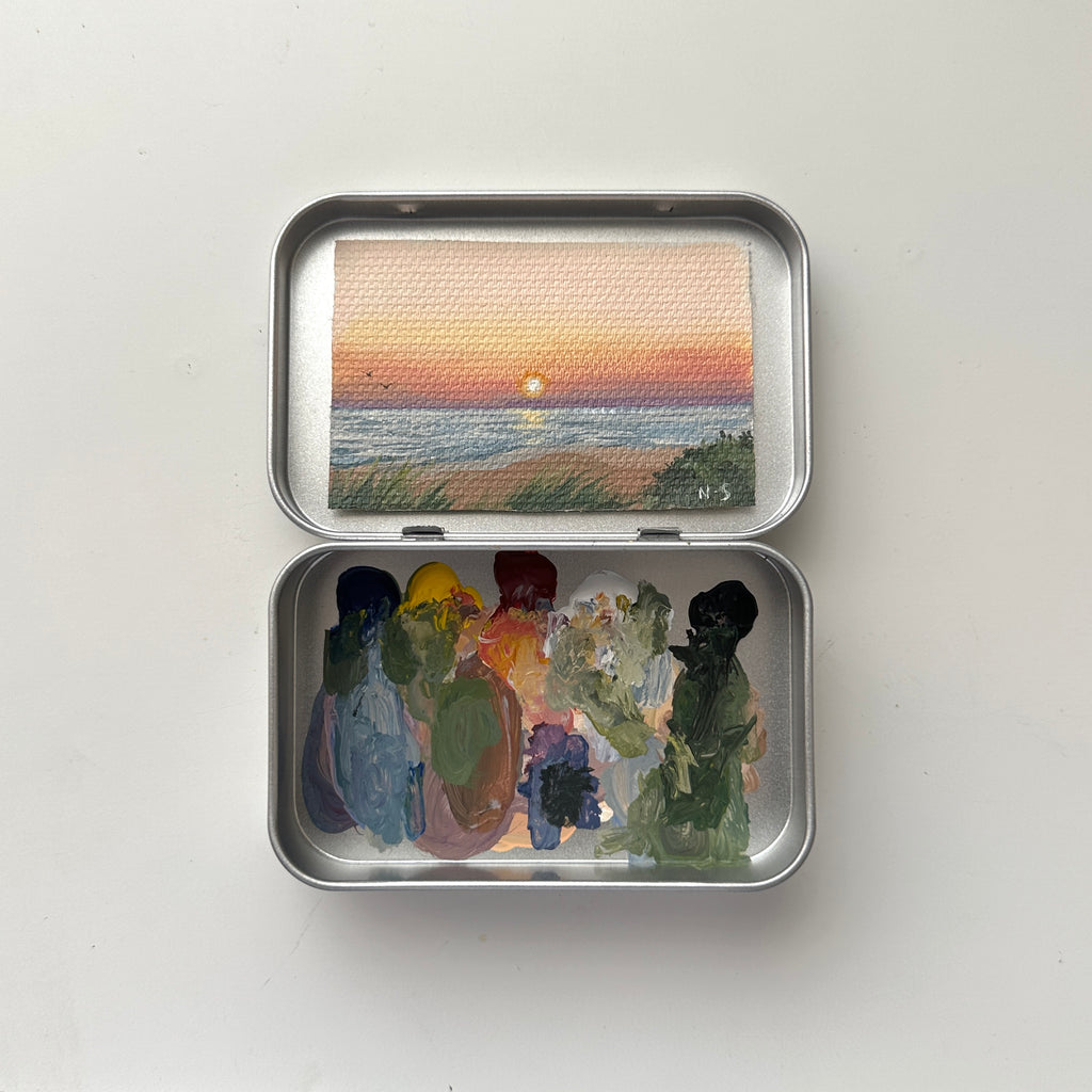 Original tin painting - Beach Sunset