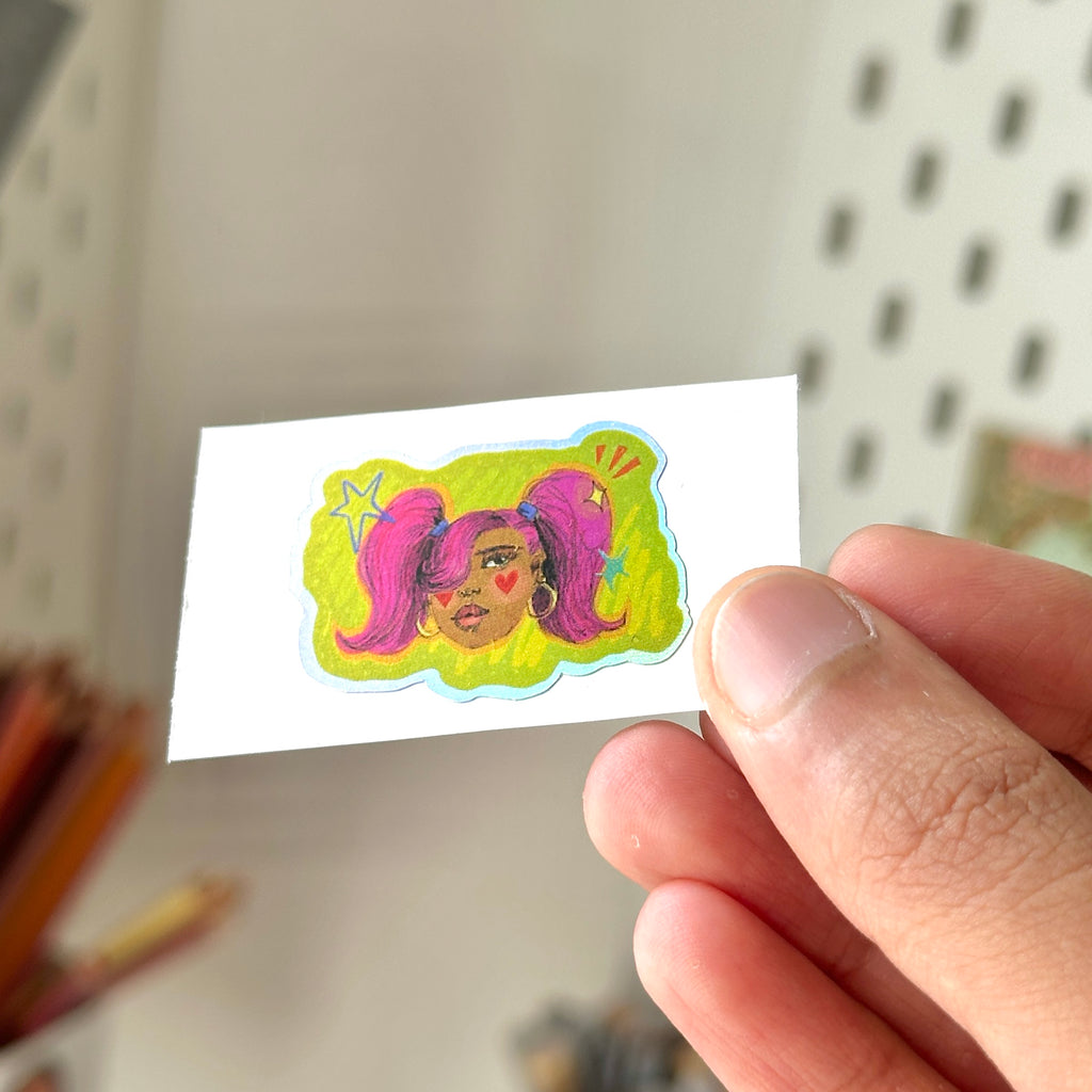 Green gal single sticker - holographic