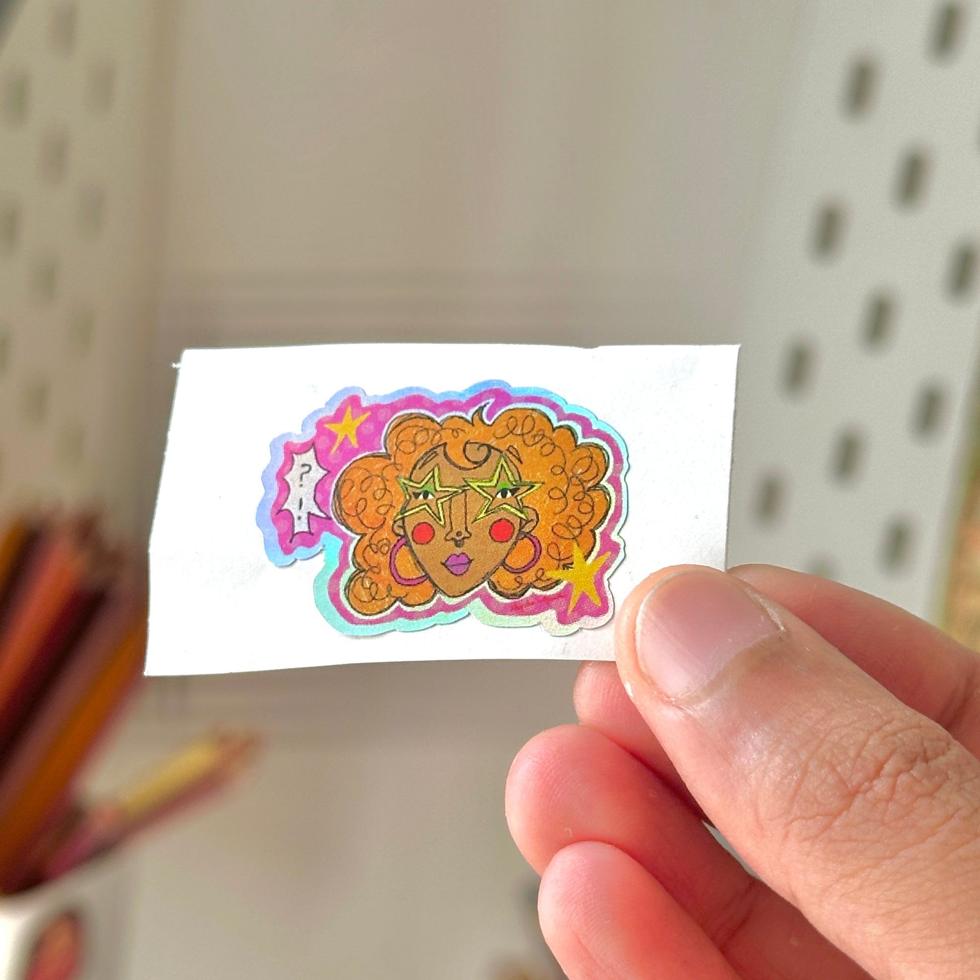 Pink gal Single sticker - holographic