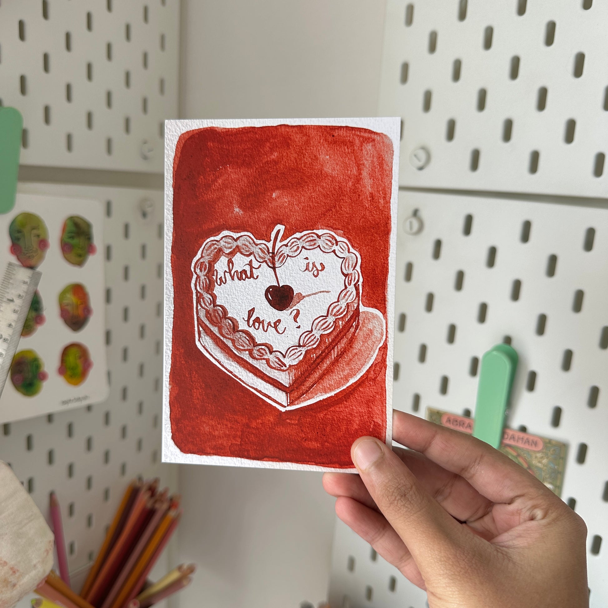 What is love cake postcard - Art print