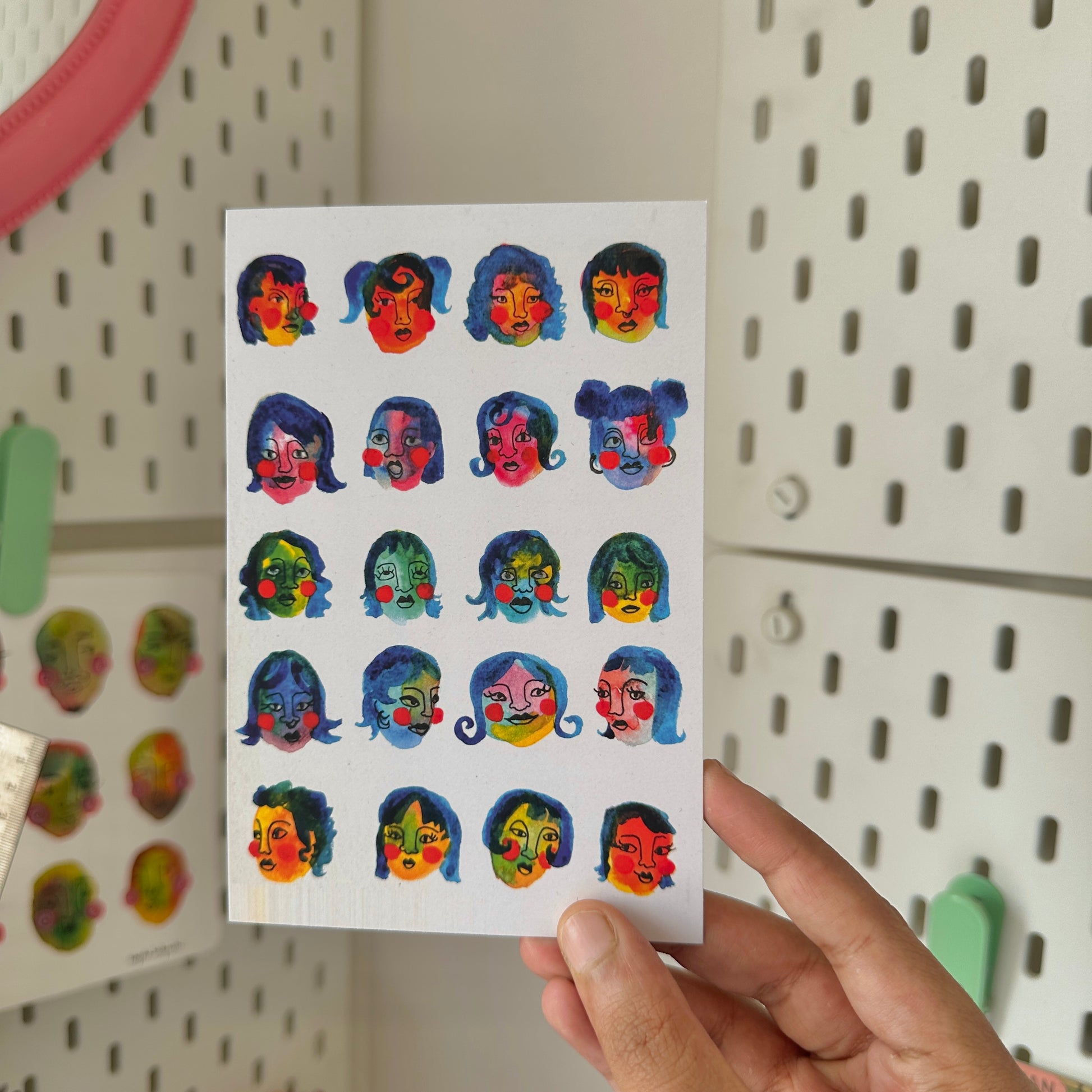 Tiny faces Postcard - art print
