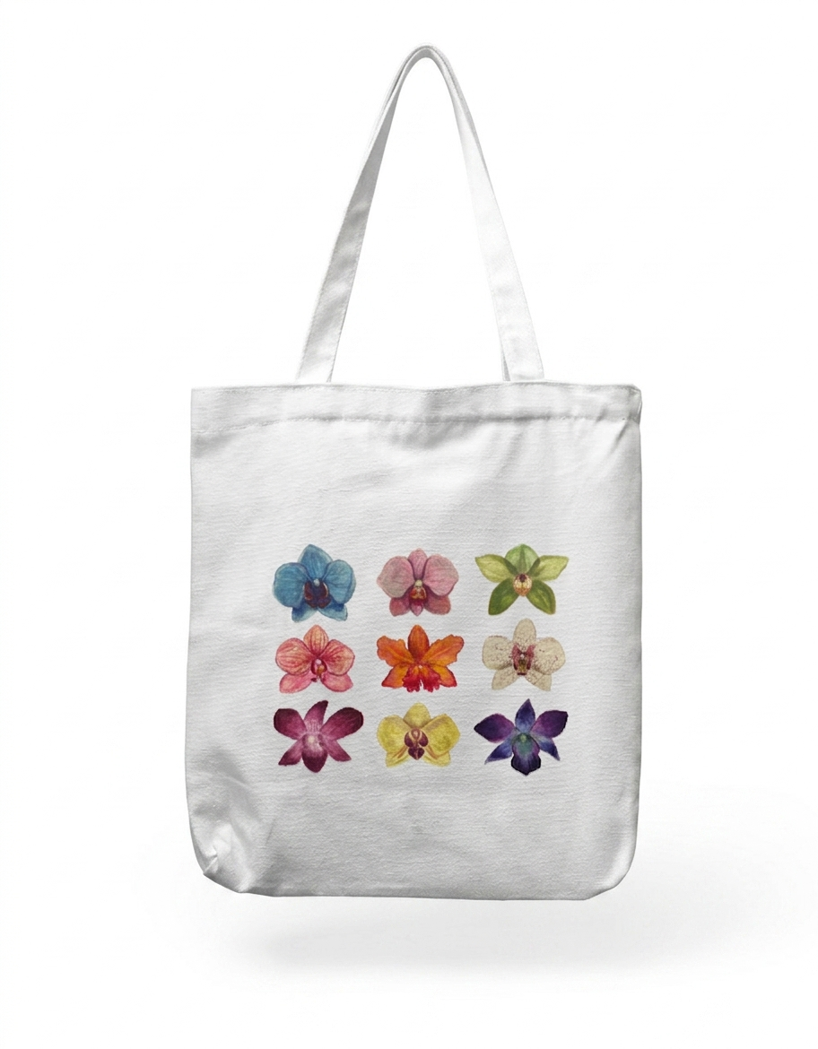 Orchids Tote Bag Zipper