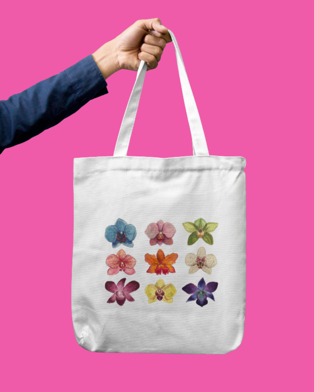 Orchids Tote Bag Zipper