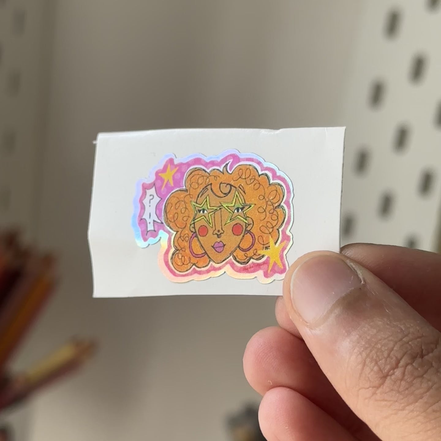 Pink gal Single sticker - holographic
